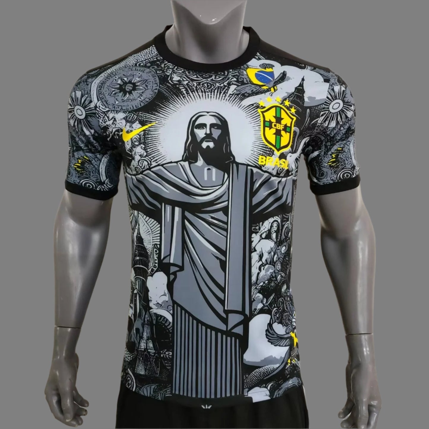 Brazil Black Grey Jesus T-shirt